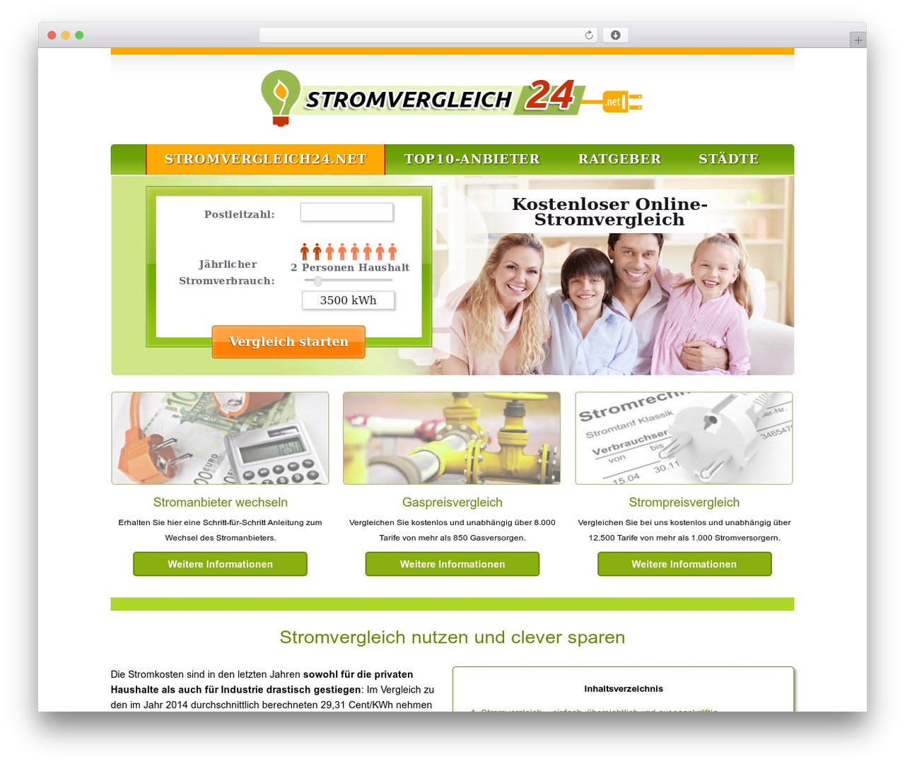 Stromvergleich24 WordPress theme - stromvergleich24.net