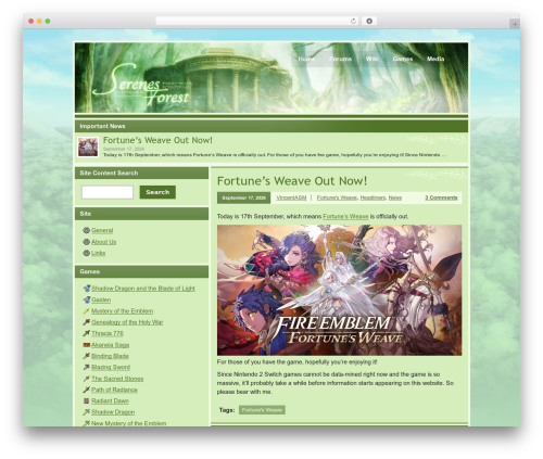 WordPress theme Serenes Forest Default - serenesforest.net