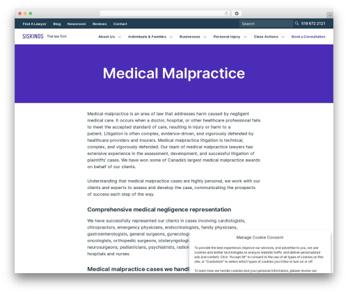Siskinds WordPress theme - siskinds.com/personal-injury-lawyers/medical-malpractice