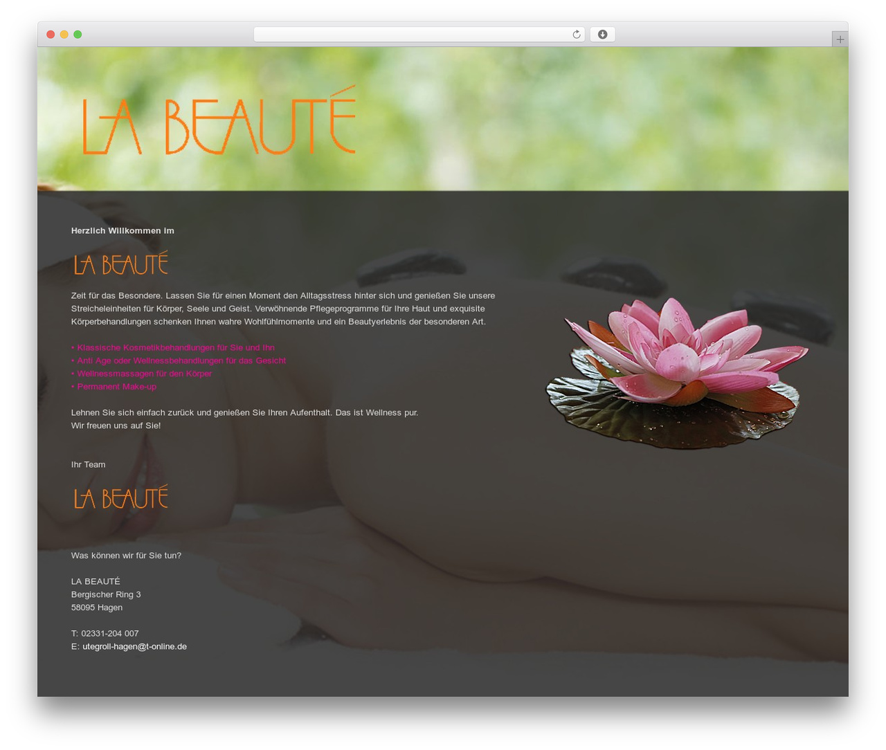 spasaloon WordPress theme - la-beaute-hagen.com