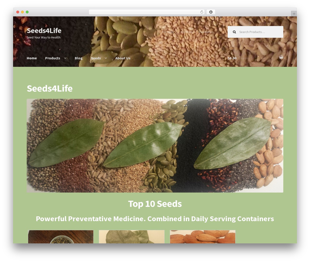 Storefront WordPress theme - seeds4life.org