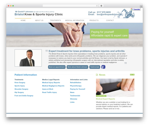 WordPress theme RT-Theme 18 - kneeandsportsinjuryclinic.co.uk