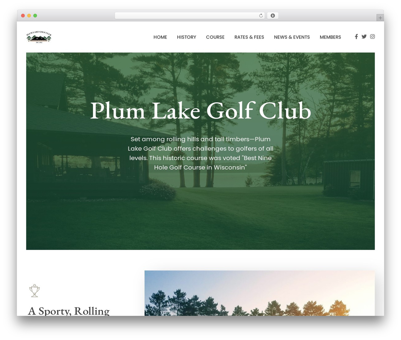 WordPress theme Uplands - plumlakegolf.com