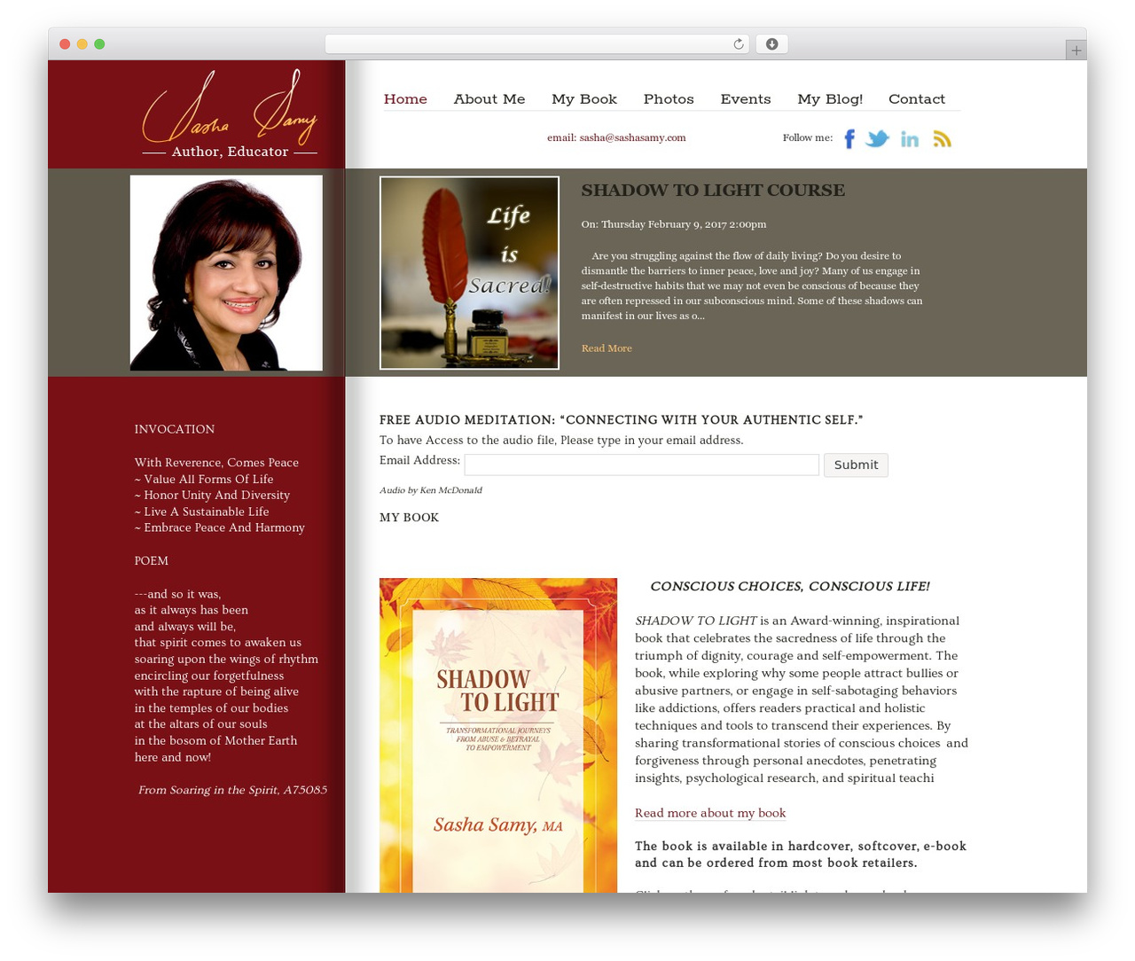 Custom Theme by trackstar web design WordPress theme - sashasamy.com