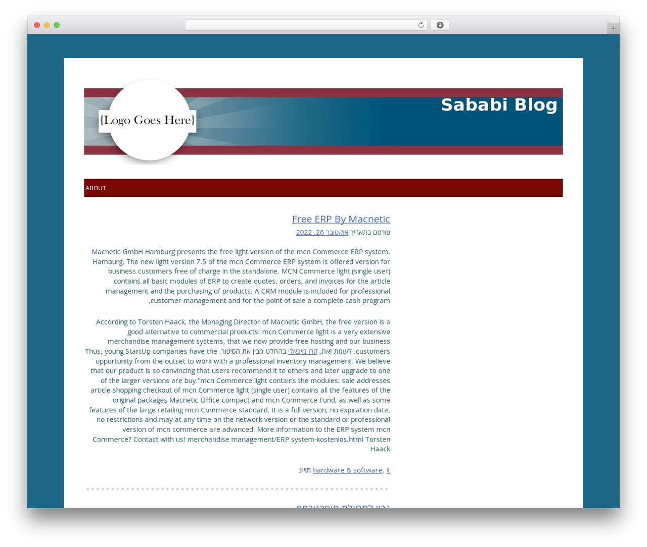 Lectern free WordPress theme - sababiblog.com