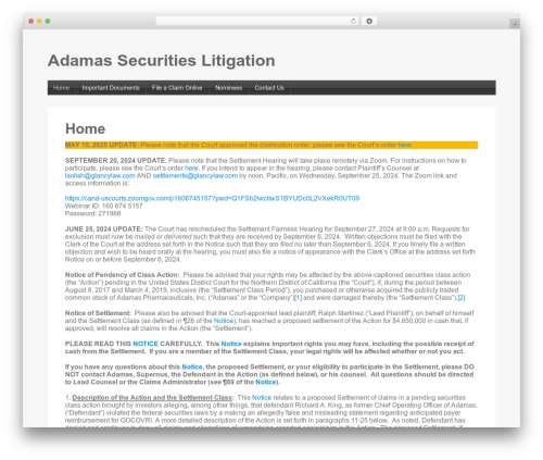 StartupPro WordPress theme - adamassecuritiessettlement.com