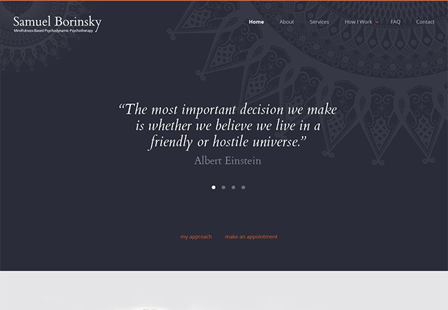 WordPress website theme Samuel Borinsky by Buroko