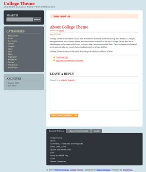 College Theme for WordPress WordPress theme by Performancing in cooperation with Design Disease