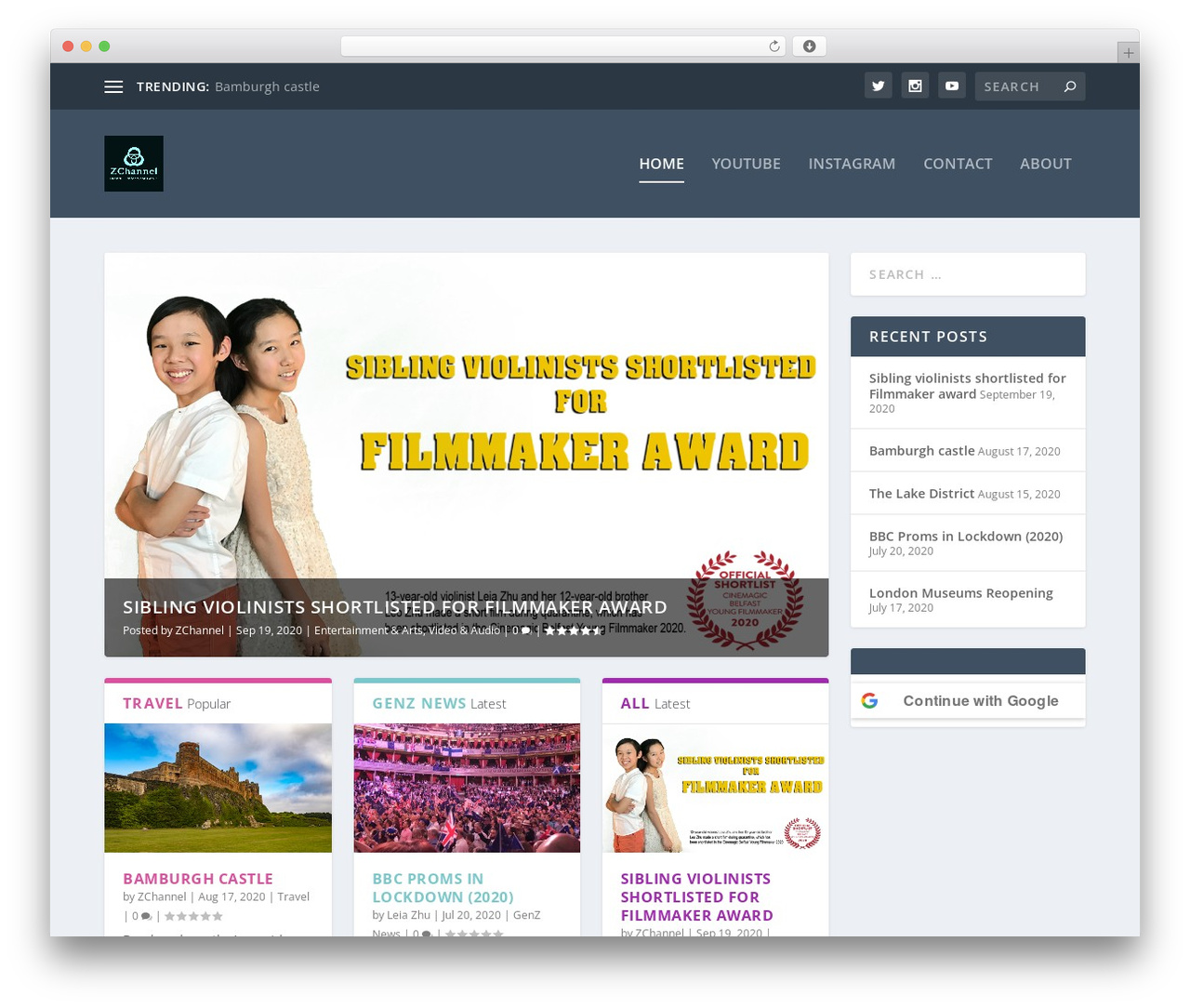 Extra WordPress theme - zchannel.co.uk