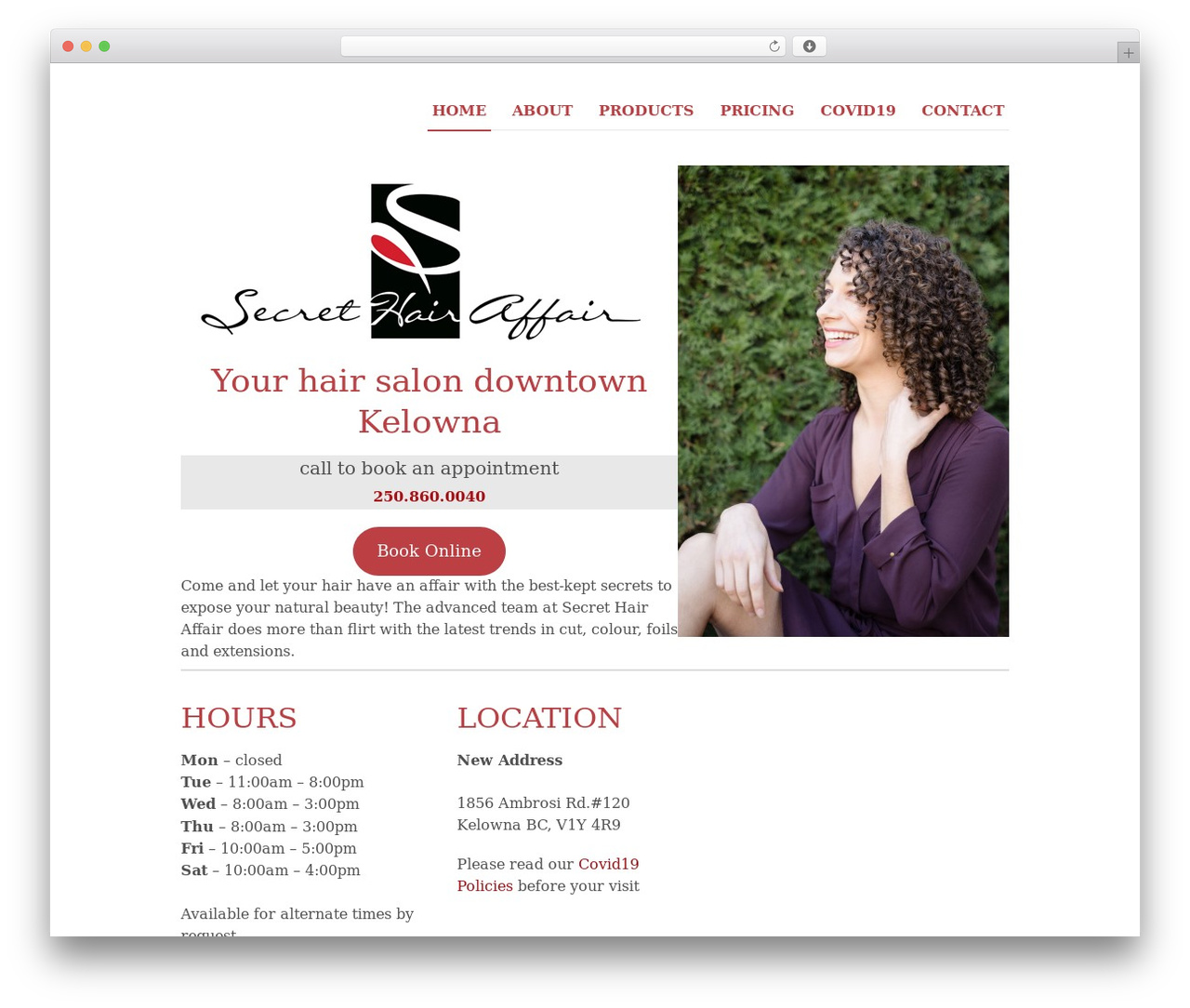 Maxima WordPress website theme - secrethairaffair.com