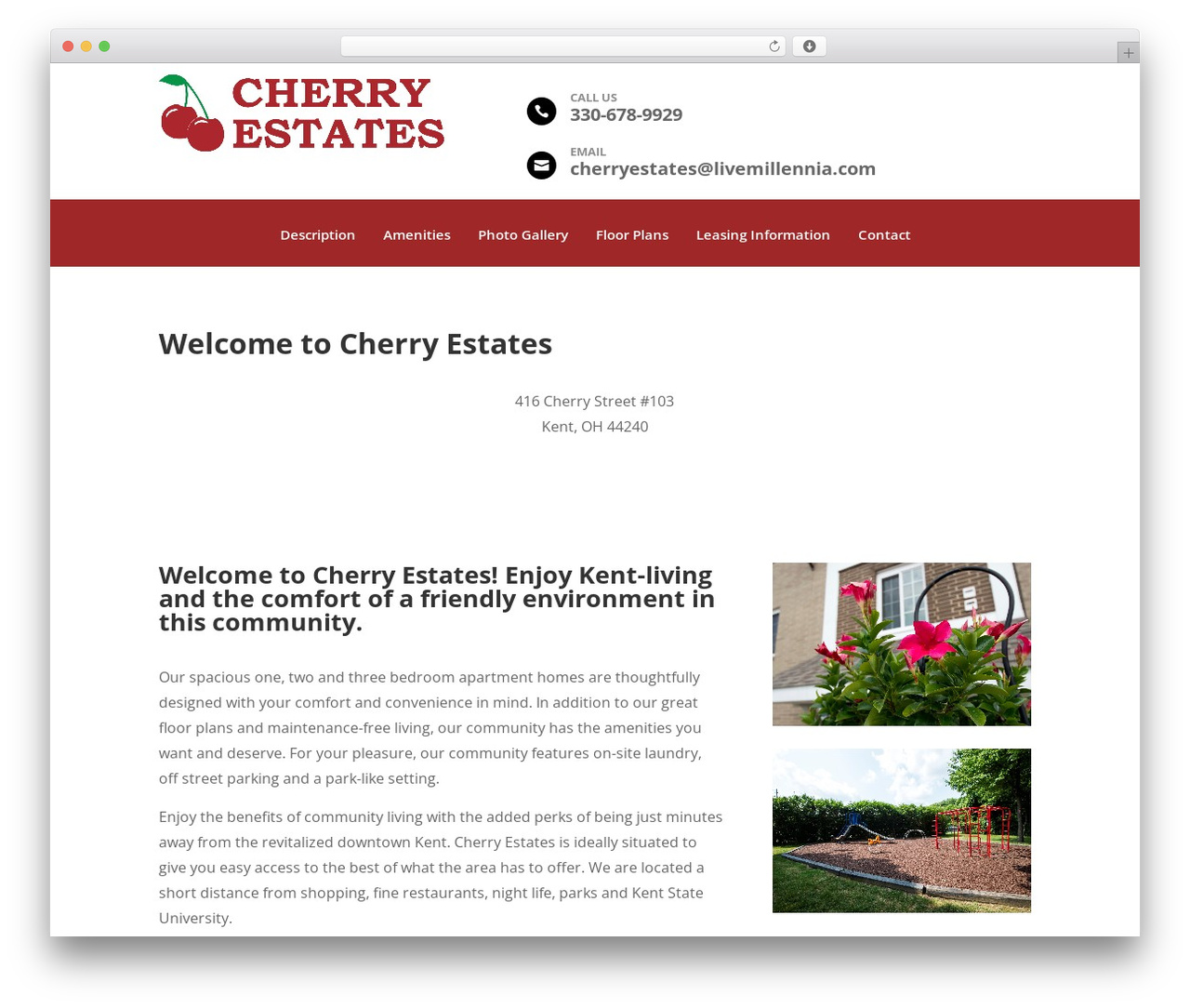 WordPress theme Millennia Properties - cherryestatesapts.com