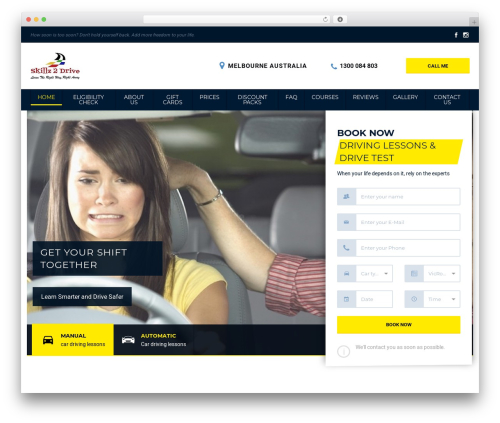 Best WordPress theme DrivingSchool - skillz2drive.com.au
