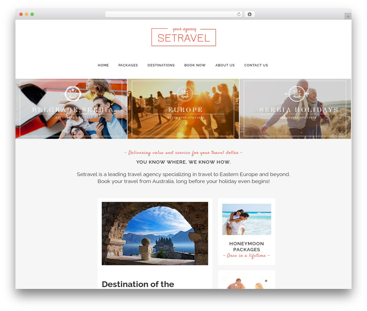 Bridge WordPress theme design - setravel.com.au