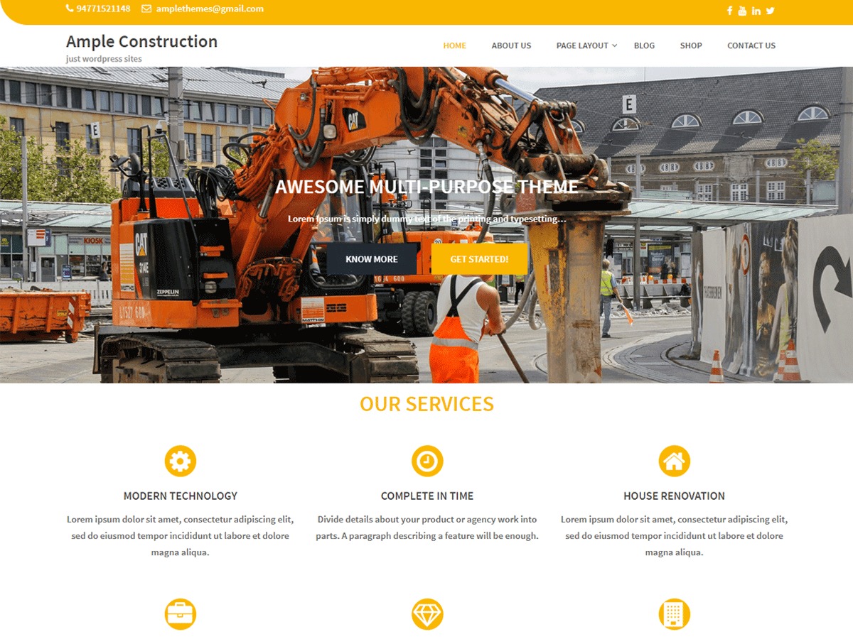 Ample Construction WordPress shopping theme by Ample Themes