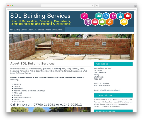Blue Planet free WordPress theme - sdlbuildingservices.co.uk