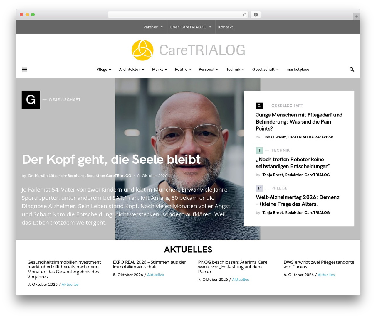 Squaretype WordPress theme - caretrialog.de