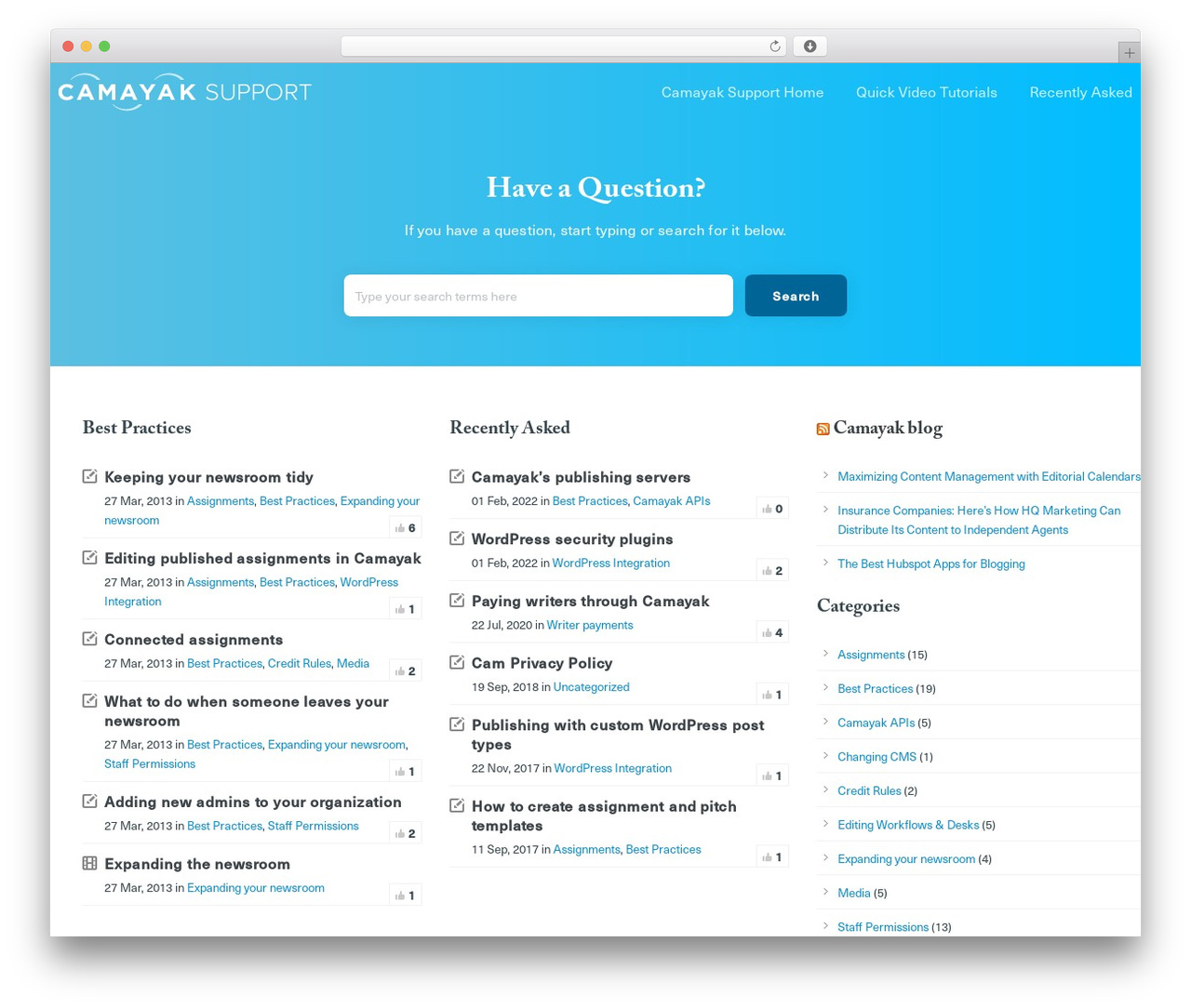 WordPress website theme Knowledge Base Theme - support.camayak.com WordPress website theme Knowledge Base Theme - support.camayak.com