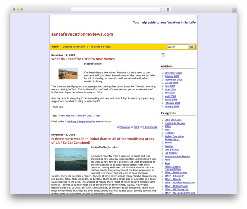 WP theme Semiologic - santafevacationreviews.com