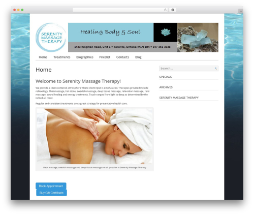 PressWork massage WordPress theme - serenityheals.com
