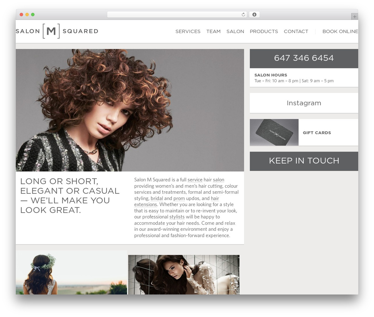 Salon M Squared WordPress theme - salonmsquared.ca