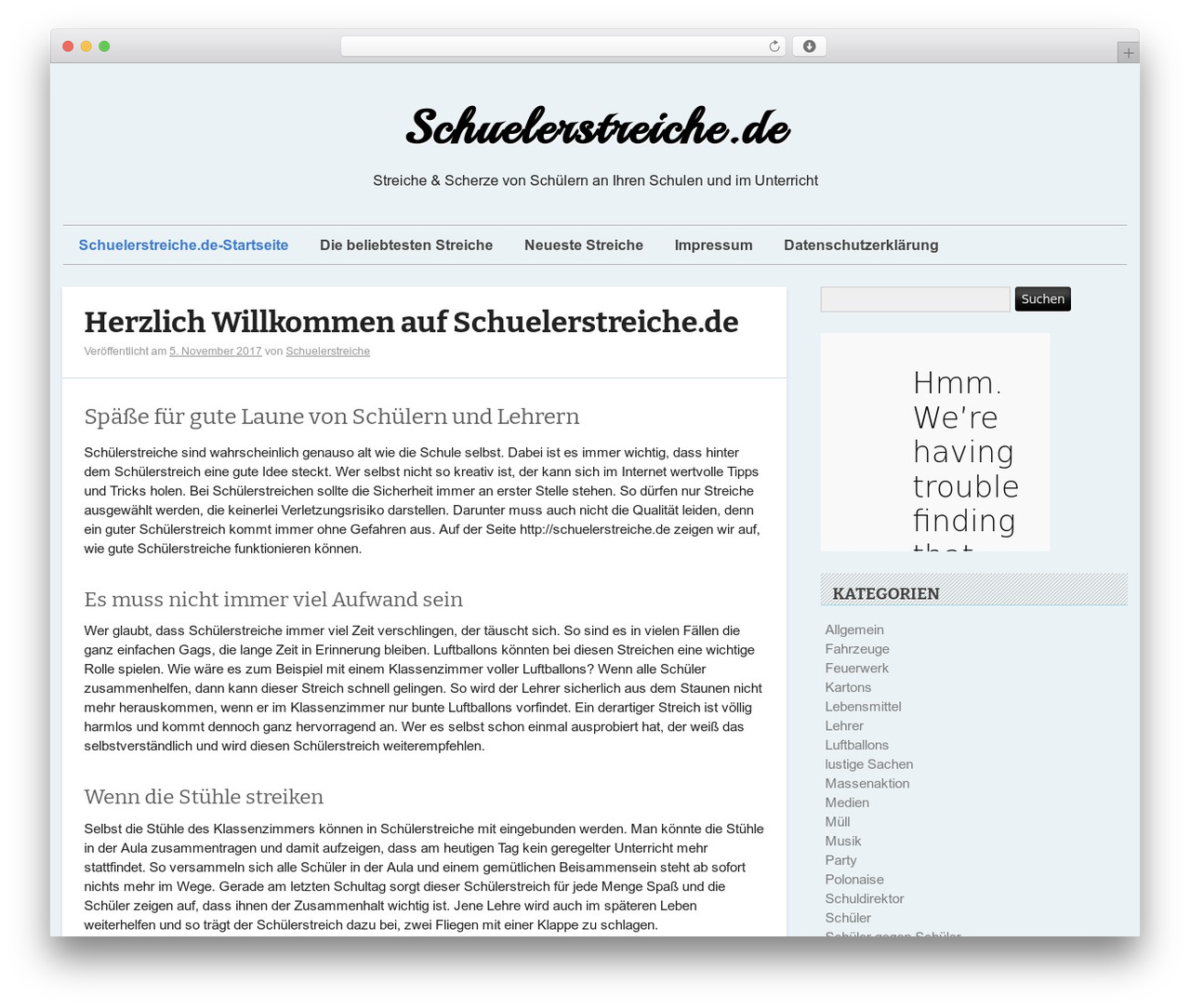 WordPress theme Rundown - schuelerstreiche.de WordPress theme Rundown - schuelerstreiche.de