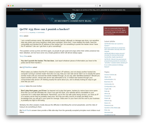 Stack Exchange WordPress blog theme - security.blogoverflow.com