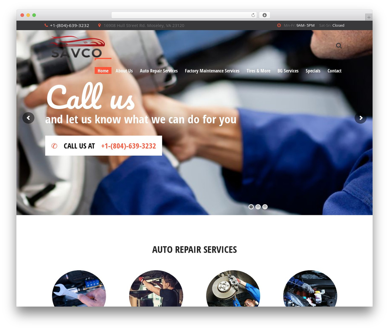 WordPress theme Repair - savcoautorepair.com