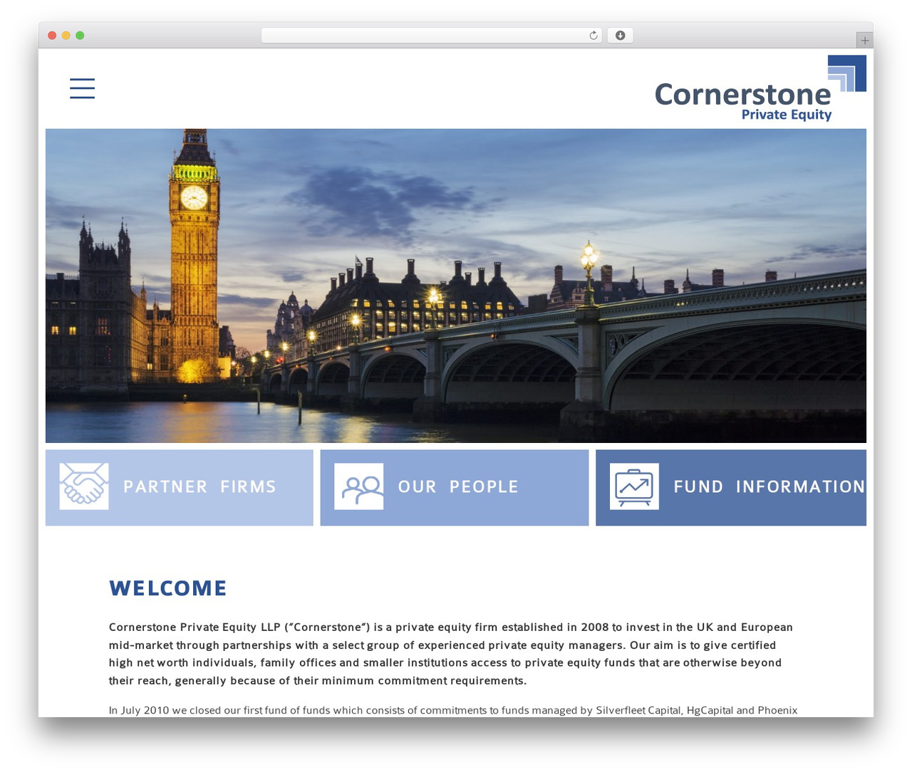 Cornerstone PE business WordPress theme - cornerstonepe.com