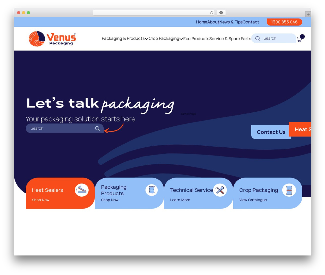 WordPress theme Venus Packaging Theme - venuspack.com.au