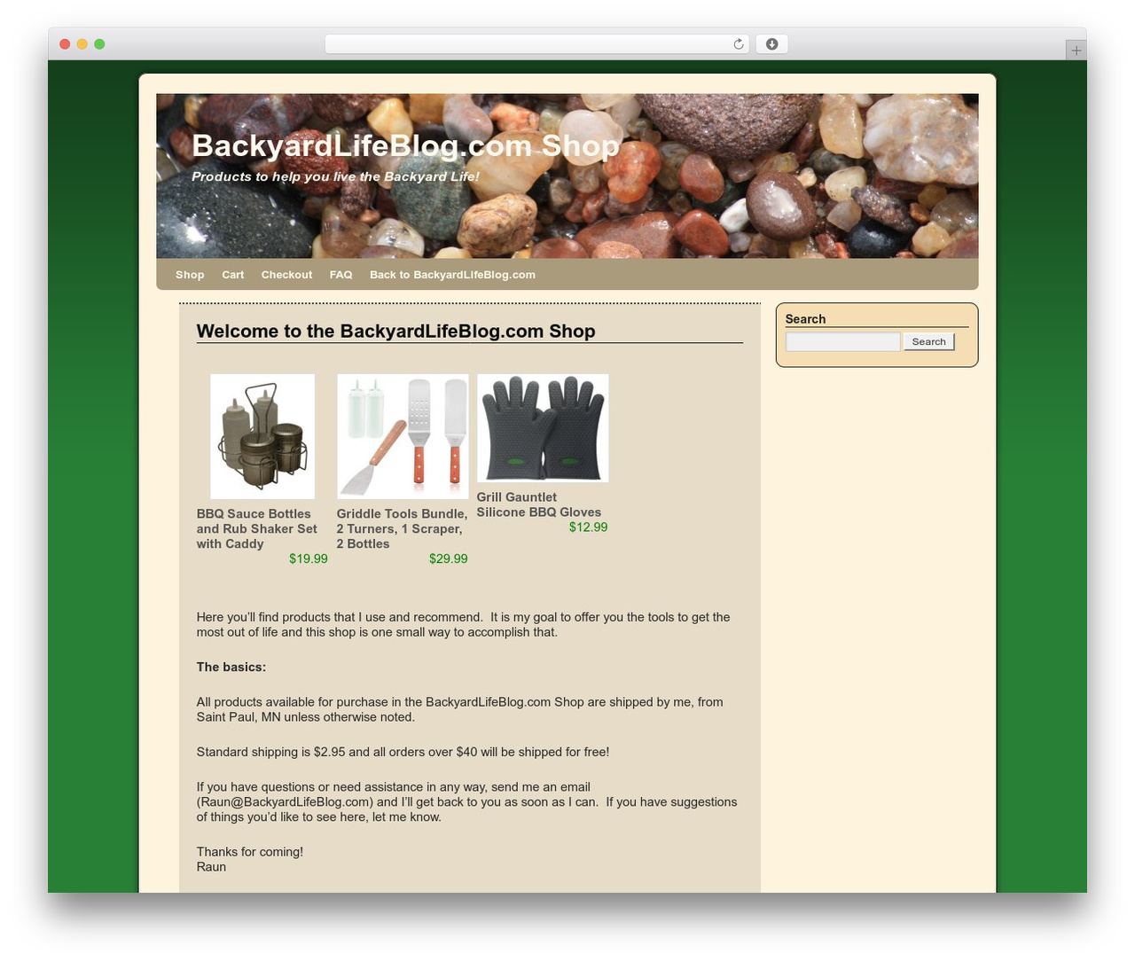 Weaver WordPress ecommerce theme - shop.backyardlifeblog.com