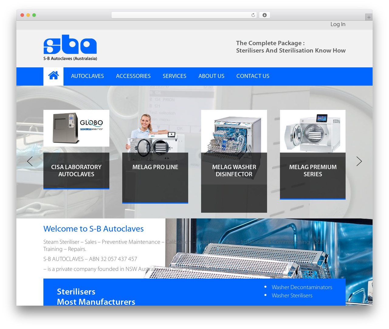 WordPress website theme sba - sbautoclaves.com.au