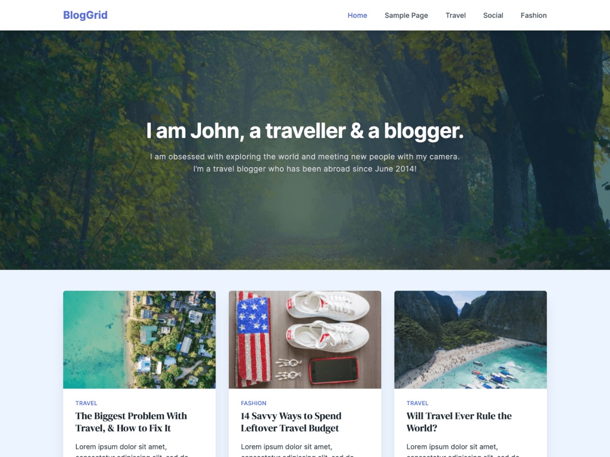 BlogGrid WordPress blog theme