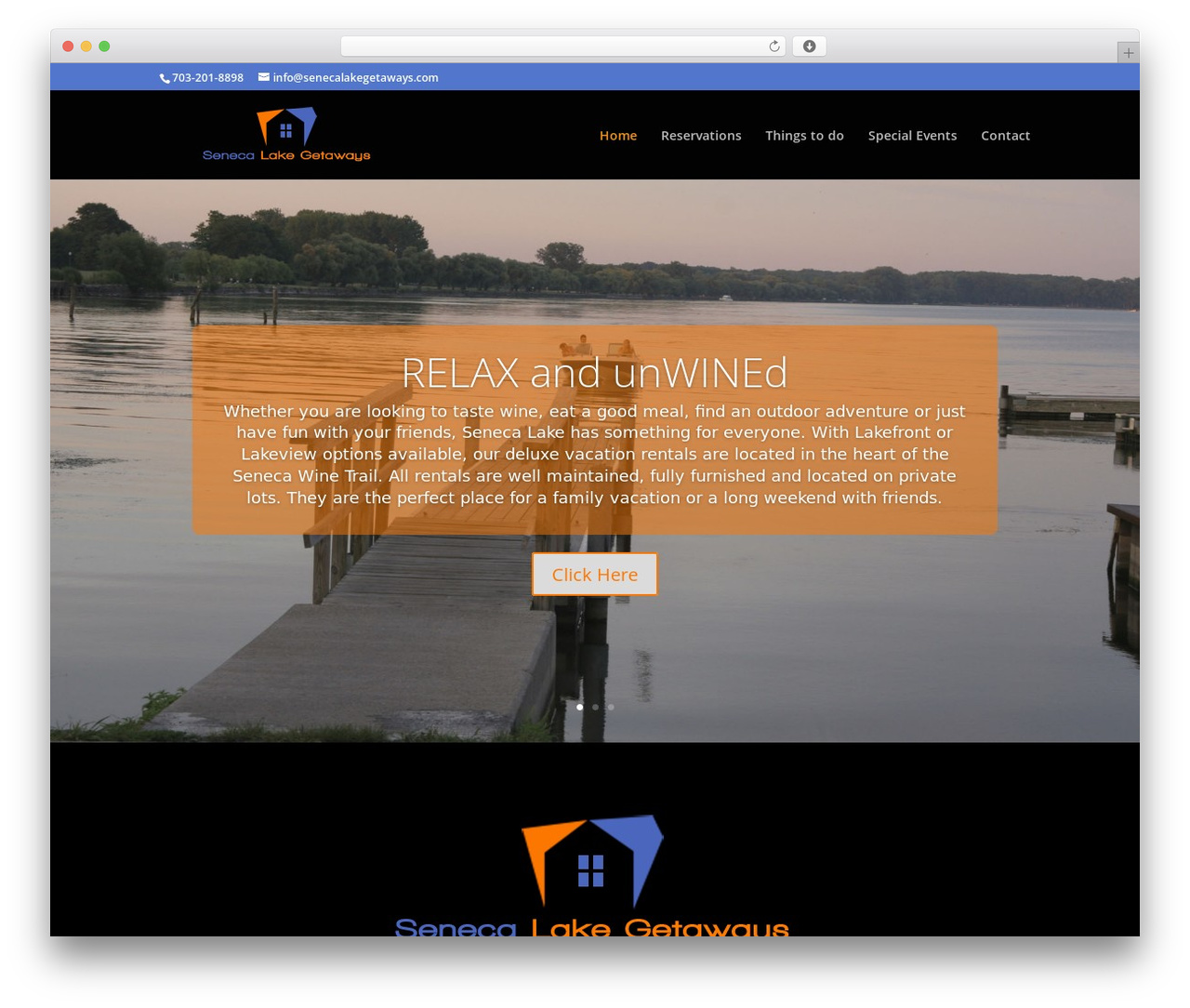 WordPress theme Divi - senecalakegetaways.com