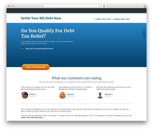 WordPress theme JustLanded for WordPress - settleyourirsdebtnow.com