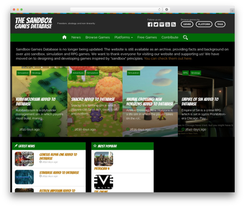 Web Wise Media 2014/15 WordPress theme - sandboxgamesdb.com