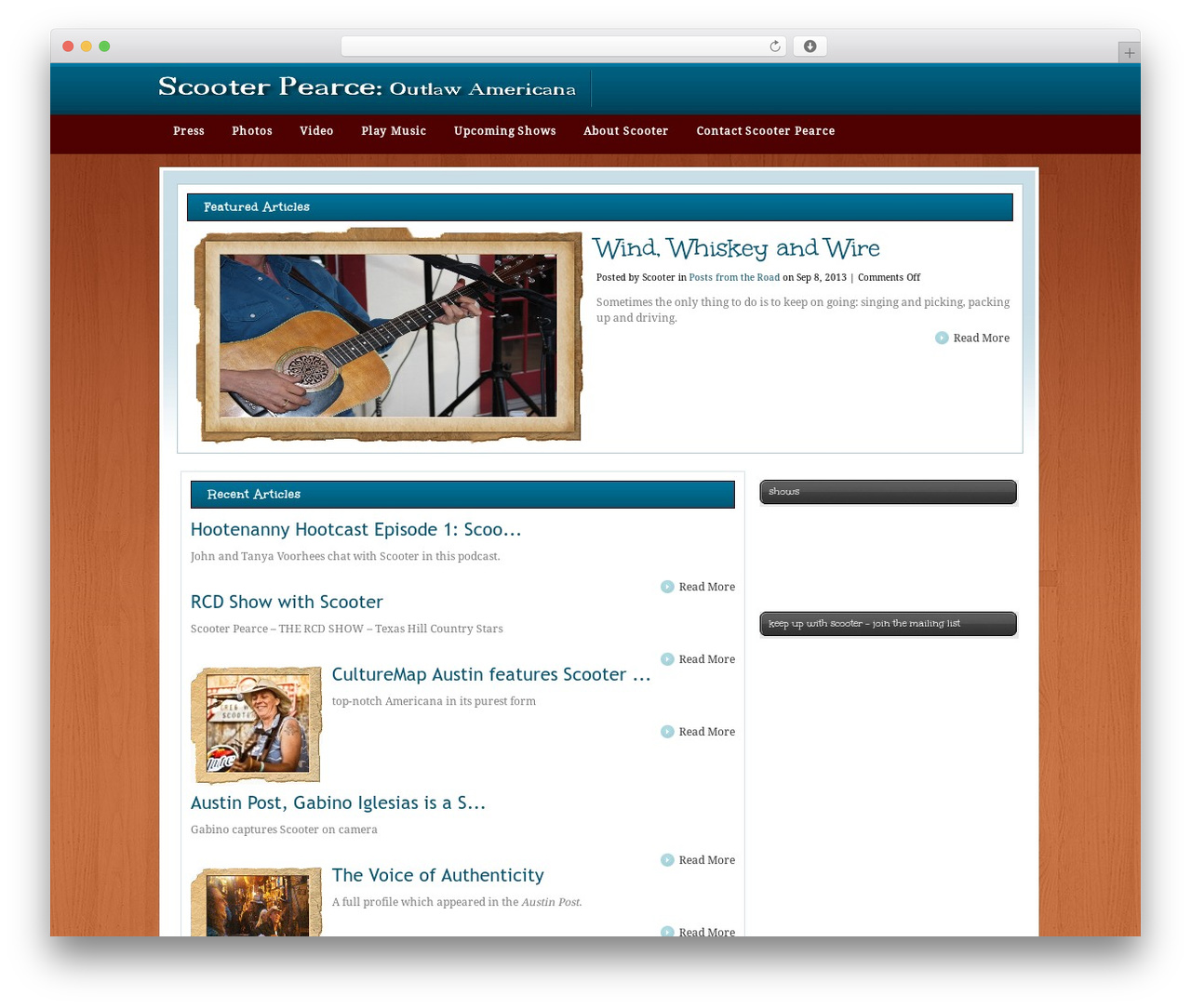 Wooden WordPress theme - scooterpearce.com
