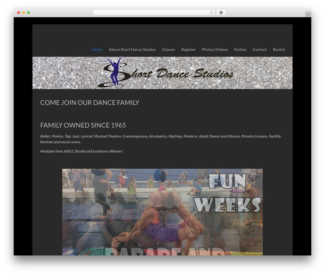 Spacious WordPress theme - shortdancestudios.com