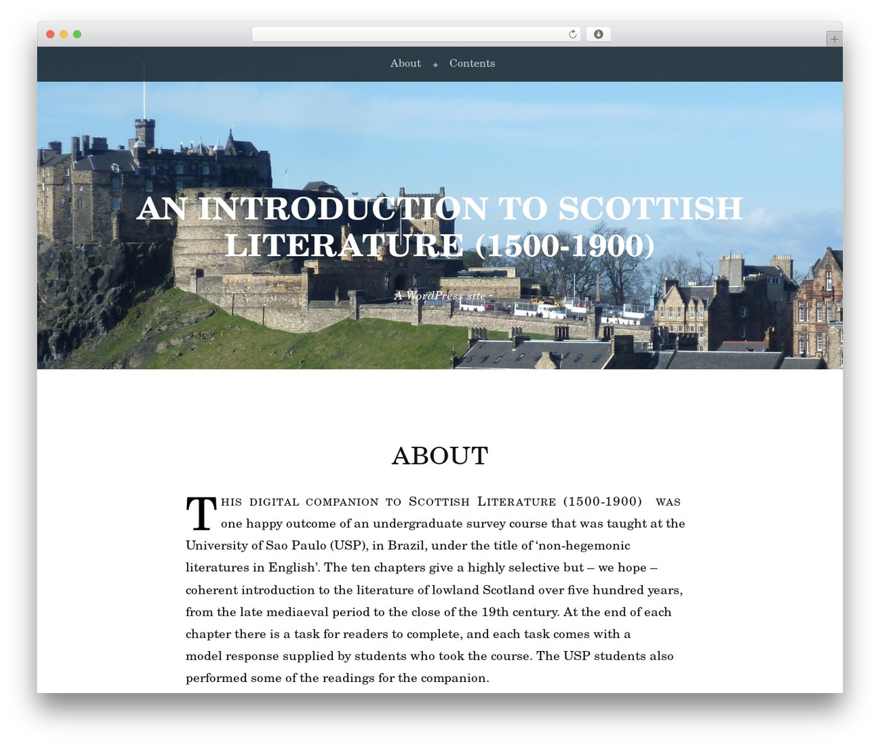 Book Lite WordPress theme - scottishlit.com