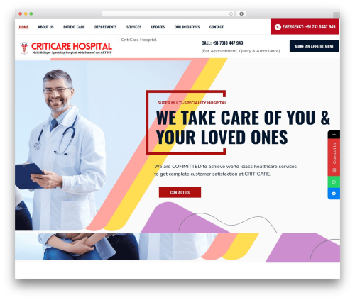 WordPress theme Medipluse - criticarehospital.co.in