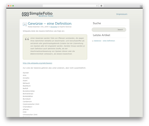 SimpleFolio WordPress theme - spice-academy.de