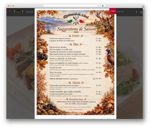 Quick restaurant menu pro WordPress plugin - restaurantdunordchexbres.ch