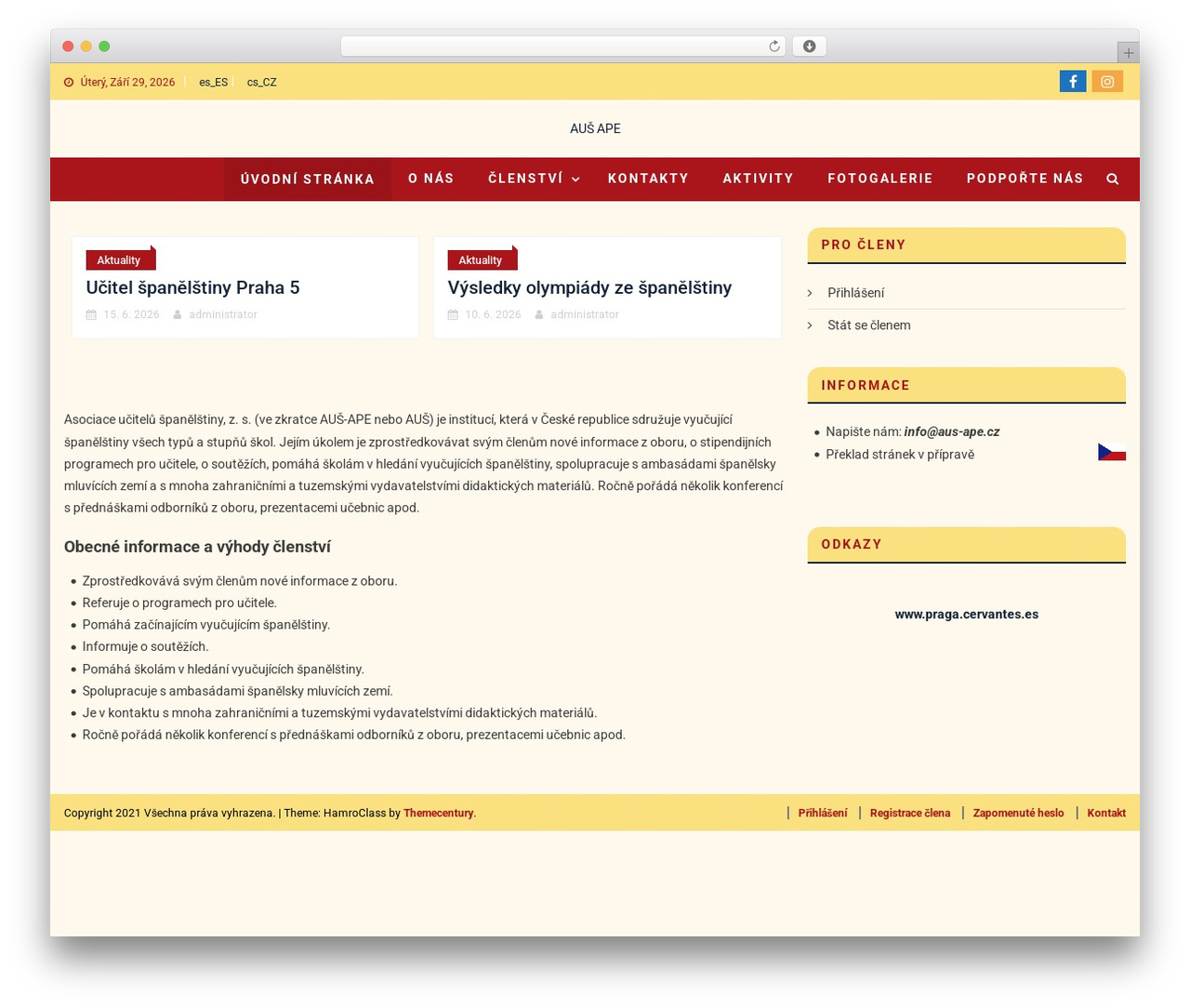 WordPress theme HamroClass - aus-ape.cz