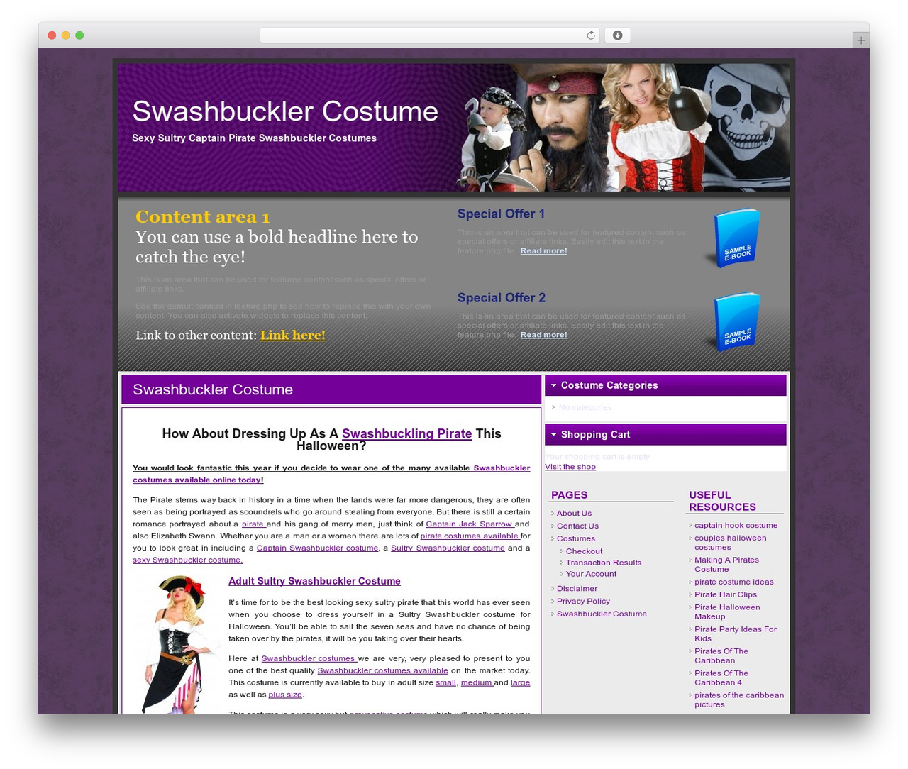 WordPress theme FlexSqueeze - swashbucklercostume.net