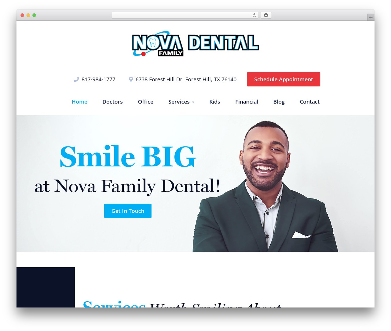 Practice theme WordPress - novadentaltexas.com