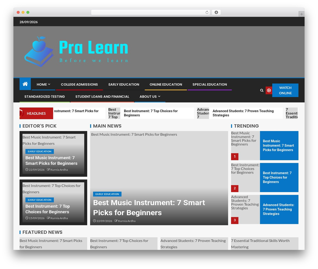 EnterNews WordPress theme - pralearn.com