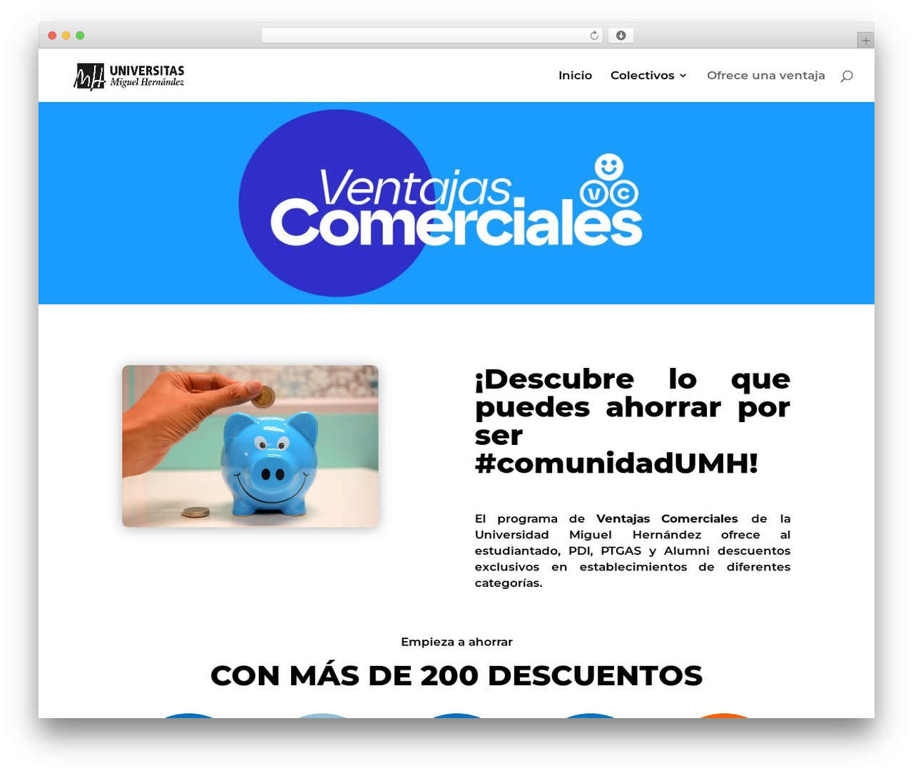 Divi WordPress theme - ventajas.umh.es