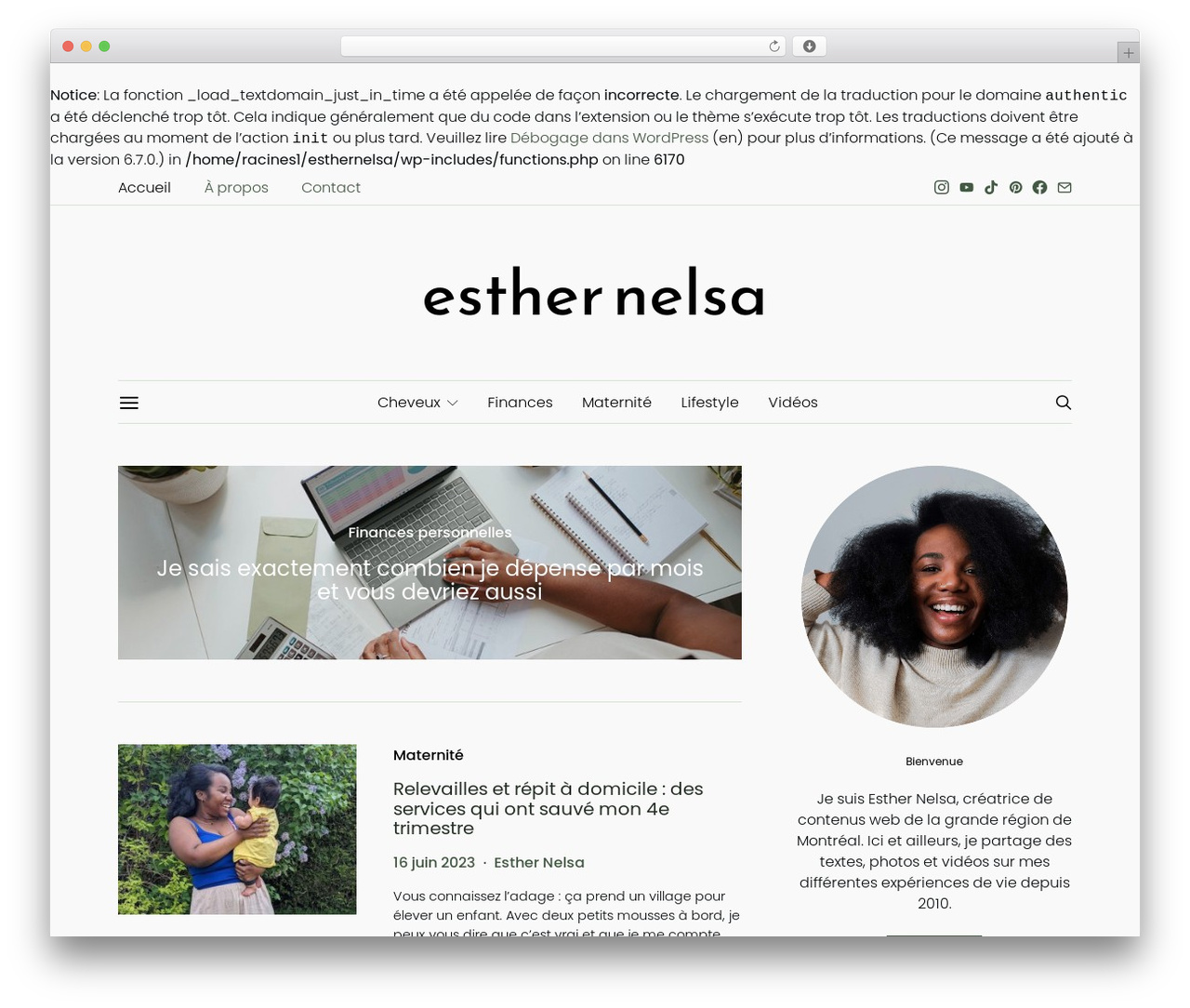 Authentic WordPress blog theme - esthernelsa.com