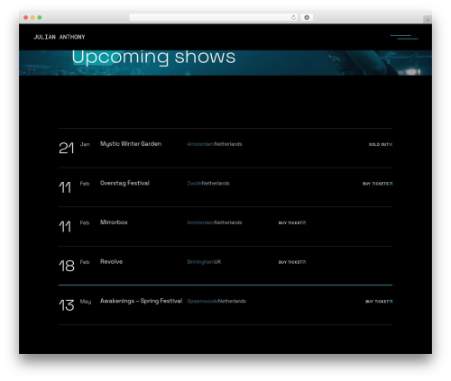 Rawtracks WordPress theme - juliananthony.com
