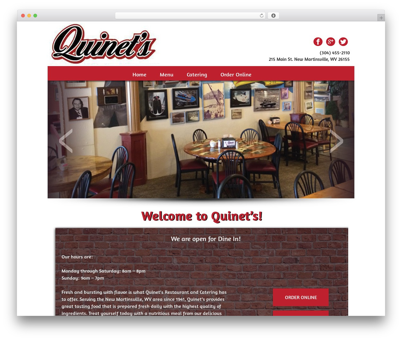 Azure Basic WordPress restaurant theme - quinetscatering.com