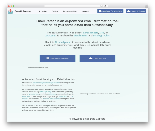 EmailParser premium WordPress theme - emailparser.com
